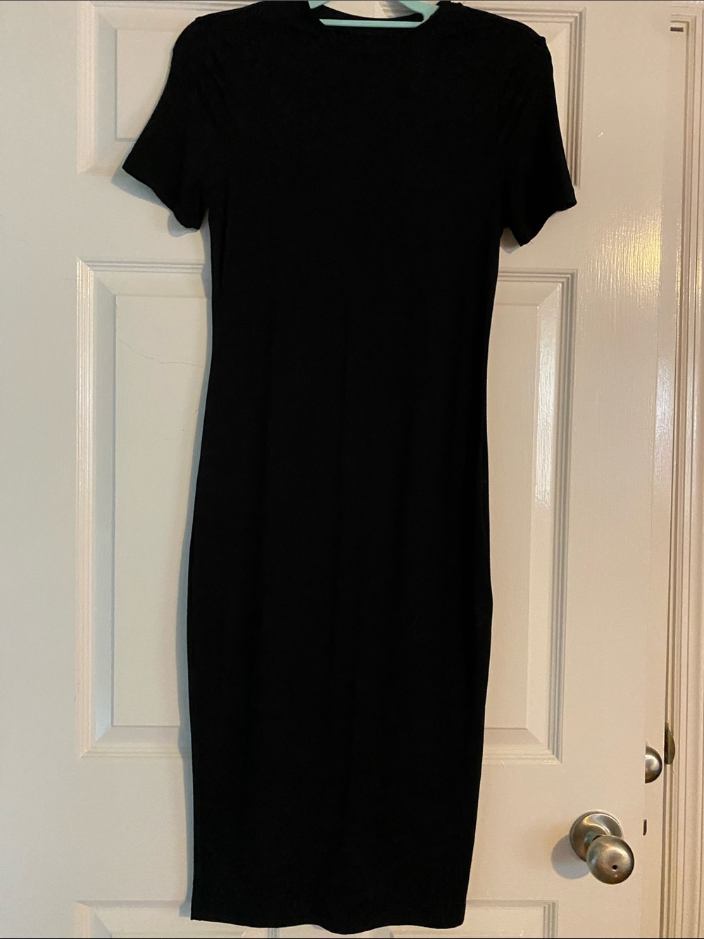SHEIN Black Short-Sleeve Midi Bodycon Dress